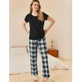 thumbnail image 3 of Avidlove Women's Pajama Set 2 Piece Short Sleeve Pj Tops with Long Plaid Pajama Pants Casual Loose Lounge Set Sleepwear, 3 of 7