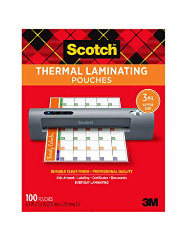 Scotch Thermal Laminating Pouches 8.9 x 11.4 In Letter Size Sheets 100-Pack 