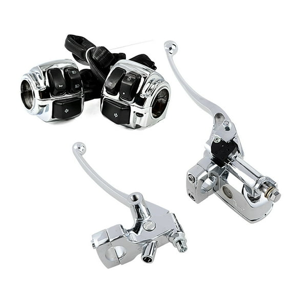 Astra Depot Chrome 1” Motorcycle Handlebar Controls Switches   Clutch and Brake Levers for Harley Softail Sportster