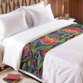 thumbnail image 3 of Spring Flowers Bed Runner for Twin Size Bed, Abstract Orange Blue Purple Floral Leaf Black Soft Bedding Scarf Bedding Protector Slipcover Sofa Throw for Bedroom Hotel Guesthouse, 3 of 8
