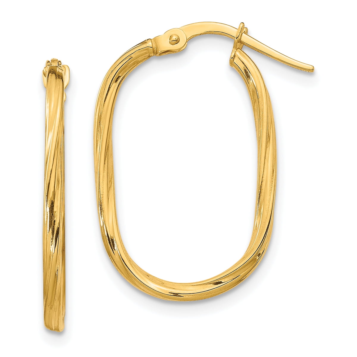 Primal Gold 14 Karat Yellow Gold Small 2x2mm Textured Oval Hoop