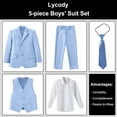 thumbnail image 3 of Lycody 5PCS Boys Formal Slim Suit Teen Dress Clothes Bearer Pants Vest Shirt BowTie or Tie Wedding Ring Outfit for Kids Fit Suit for Graduate Easter, 3 of 7