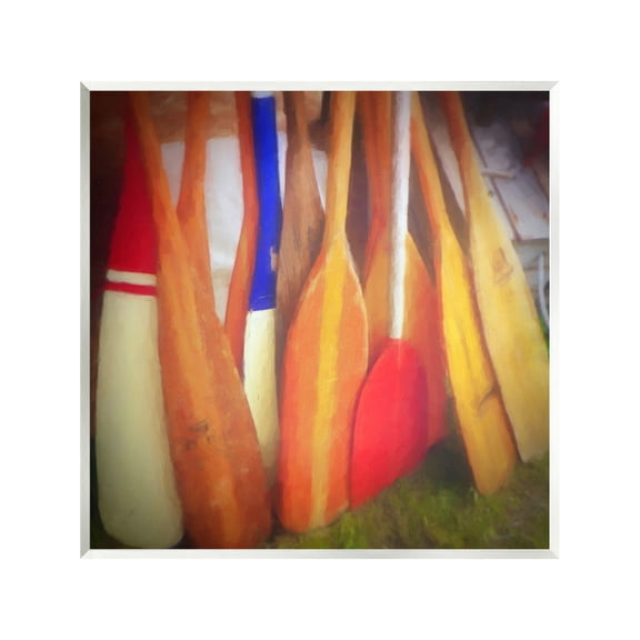 Stupell Industries Nautical Boating Oars Abstract Painting Unframed Art Print Wall Art, 12 x 12