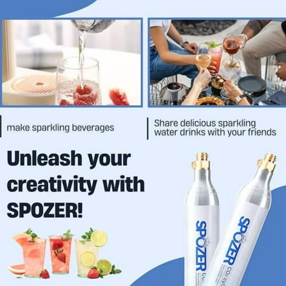 60L CO2 Cylinder for SodaStream, CO2 Canister Threaded Cylinders Compatible w/All Threaded 'Screw-In' Soda Makers, FIZZ, ONE TOUCH, JET, etc. - Set of 6