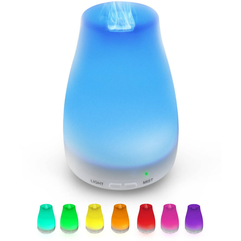 cenadinz 0.05 gal. 200 ml Cool Mist Humidifier Ultrasonic Aroma Essential Oil Diffuser with7-Color LED Lights Auto Off, Whites