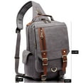 thumbnail image 2 of KAUKKO Canvas Messenger Bag Cross Body Shoulder Sling Backpack Travel Senderismo Chest Bag KAUKKO FD252-Grey, 2 of 5