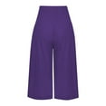 thumbnail image 5 of Capri Pants for Women 2025 Solid Color Linen Elastic Waist Casual Loose Capris with Pockets Womens Cropped Pants, 5 of 6