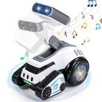 AOKESI Electronic Walking Dancing Robot Toys, Moon Rob-E Electronic Robot with Dance, Play Music, Light Up Eyes, Lifts & Rotate, Smart Robot Toys Gift , White