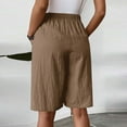 thumbnail image 6 of Sakmal Womens Shorts Wide Leg Plus Size Bermuda Brown Trendy Solid Womens Shorts with Pockets, 6 of 9