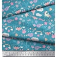 thumbnail image 2 of Soimoi Blue Rayon Fabric Heart & Unicorn Kids Fabric Prints By Yard 42 Inch Wide, 2 of 3
