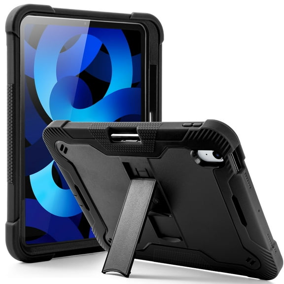 KIQ Guardian iPad 10.9 Case iPad 10th Generation Case 2022, Hybrid Shockproof Cover w/ Kickstand for Apple iPad 10.9 10th Gen - Black/Black