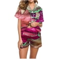 thumbnail image 1 of Jamicy Pyjama Doux pour Femmes Mode Décontractée Imprimé Haut à Manches Courtes à Col à Revers avec Short Ample Confortable Ensemble de Pyjama pour la Maison, 1 of 4