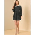 thumbnail image 3 of Vestido Corto Allegra K Con Cuello Peter Pan de Manga Larga y Lunares Negro XL, 3 of 6