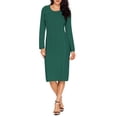 thumbnail image 3 of Asyoly Women Cable Knit Pullover Sweater Dress Crewneck Pencil Midi Bodycon Sweaters Dress, 3 of 5