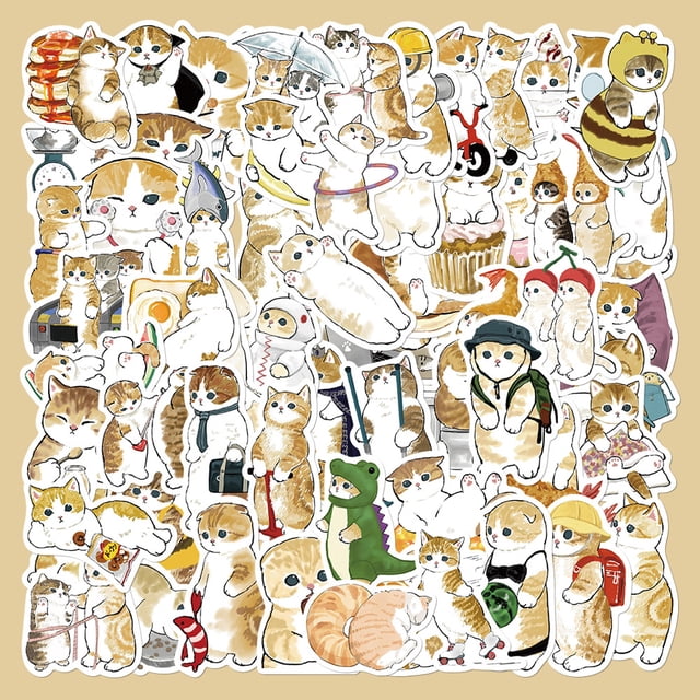 64 piezas de pegatinas de gato, lindas pegatinas de gato para botellas de agua, computadora portátil, funda de teléfono, diario, pegatinas de gato para niños, adolescentes, niñas, regalo