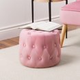 thumbnail image 4 of CorLiving Lynwood Velvet 15" Small Round Tufted Ottoman Pouf, 4 of 6
