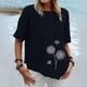 thumbnail image 3 of Gibobby Blusa de Trabajo de Manga Corta Camisas cuello redondo con estampado para mujer, camiseta manga corta algodón y lino, blusa verano holgada informal(Marina,XL), 3 of 5