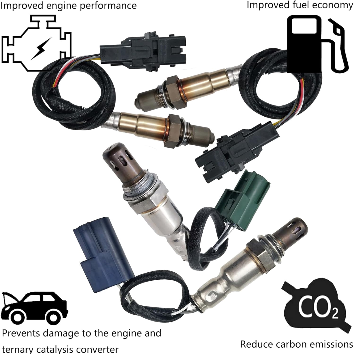 2 Pairs Upstream and Downstream Oxygen O2 Sensors Compatible with Nissan 2005 2006 Frontier,Pathfinder,Xterra V6 4L,Replaces#234-5060 234-4297 234-4313,Set of 4pcs