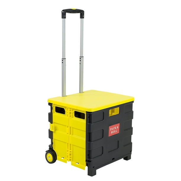 MountIt! Rolling Utility Cart Folding Collapsible Hand Crate with