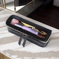 thumbnail image 3 of Women PU Makeup Brush Bag Makeup Brush Holder Bag Cosmetic Organizer Bag Large Capacity Makeup Storage Bag Transparent Portable Cosmetic Pouch Dual Zipper Travel Cosmetic Bag (Black), 3 of 7