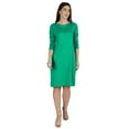 thumbnail image 4 of Inkmeso Knee Length Plain Dress Long Sleeve Boat Neck Tshirt Dress For Women, 4 of 7