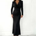 thumbnail image 3 of Cocktail Dresses for Women Spring 2026 Cowl Neck Long Sleeve Ruched Slim Fit Maxi Summer Formal Wedding Guest Dress, 3 of 4