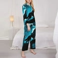 thumbnail image 3 of Honeii Blue Full Moon Wolf print Women's Pajama Sets Long Sleeve Button Down Sleepwear Nightwear Soft Pjs Lounge Sets-Medium, 3 of 7