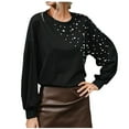 thumbnail image 1 of Hauts à Manches Longues pour Femmes Décontracté Col Rond Couleur Unie Pull Mode Récréatif Hauts à Manches Longues pour Femmes Grande Taille Mode pour Femmes Grande Taille, 1 of 9