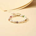 thumbnail image 2 of 10pcs Natural Pearl Beaded Bracelets for Mom Women Girl with Faceted Glass Beads Colorful 7-1/8 inch(18cm) Beads: 2.8~12x2.5~7.5mm, 2 of 5