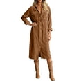 thumbnail image 6 of Corduroy Dress for Women Long Sleeve Shift Dress Button Down V Neck Midi Dress, 6 of 6