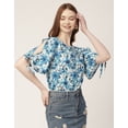 thumbnail image 5 of Moomaya WomenS Printed Round Neck Top, Tie-Up Cold Shoulder Top, 5 of 8