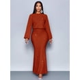 thumbnail image 4 of Brown Sparkly Mermaid Hem Bodycon Maxi Dress For Evening Party Dating, 4 of 7