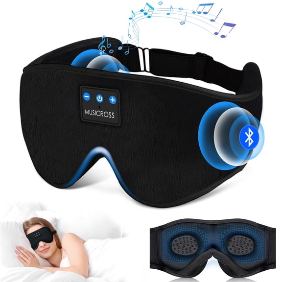 Elook Bluetooth 5.2 Sleep Mask with Headphones, 3D Wireless Eye Mask Built-in HD Music & Microphone for Side Sleepers Travel Yoga Meditation