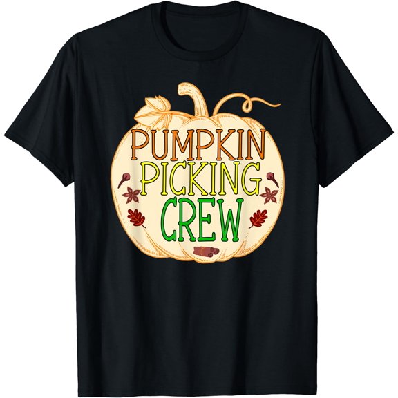 Halloween Pumpkin Picking Crew T-Shirt Black Small