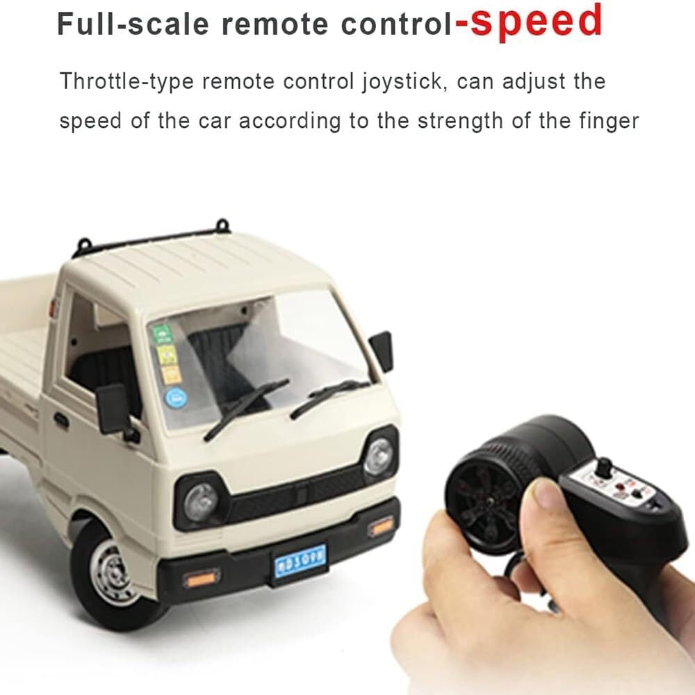 WPL D12 Mini Kei Truck RC Car 1/16 Scale 2.4GHz Remote Control Off-Road Rock Crawler with LED Headlights & Brushed Motor for Adults