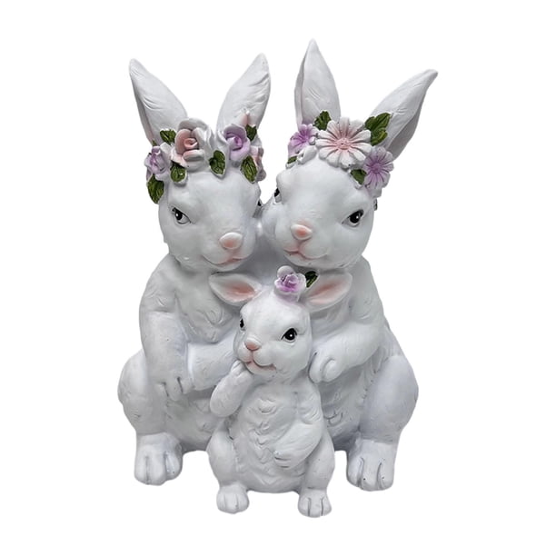 Figura de conejo de Pascua, decoración de Pascua, linda estatua de conejo de resina coleccionable para Familia