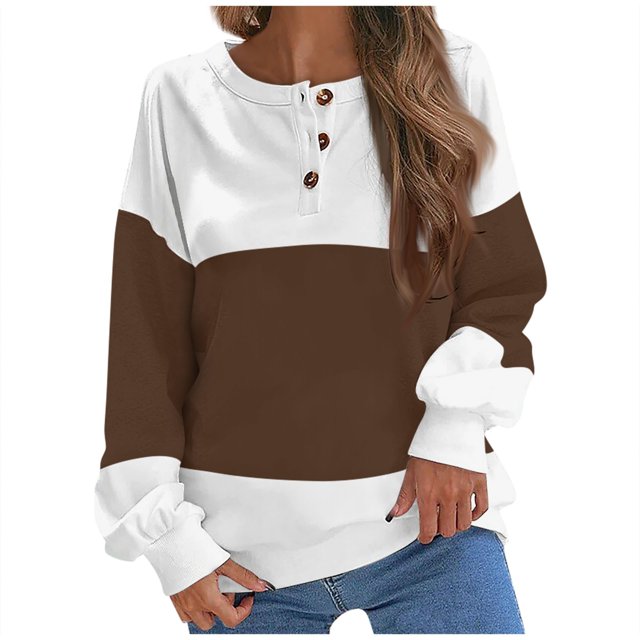 TACILIP Vêtements d'Automne pour Femmes Chandail en Molleton pour Femmes Chandail Hauts à Manches Longues Col Rond Chemises à Boutons Décontractées Mode Automne Tenues de Printemps Vêtements d'Hiver, Cadeaux pour Femmes