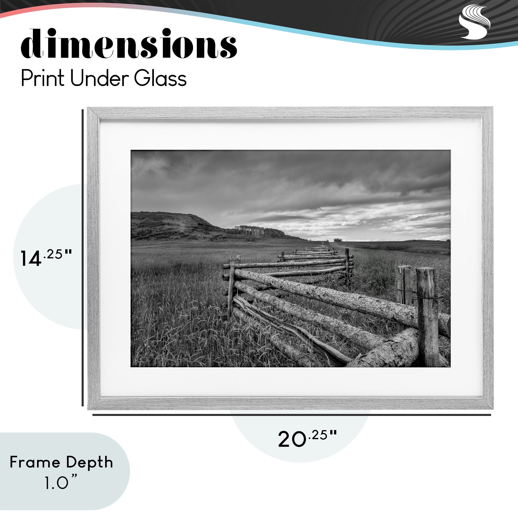 Stupell Industries Weathered Fence to Distant Horizon Gray Framed Print Under Glass, design by Jon Evan