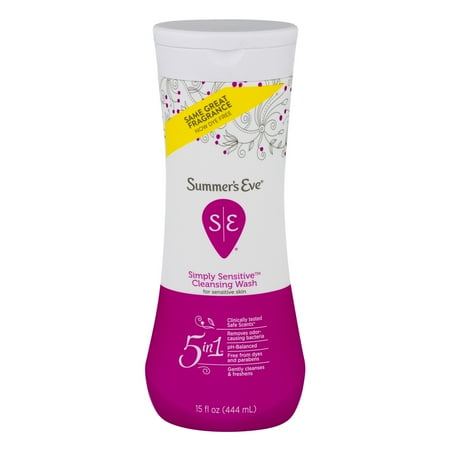 Summer's Eve 5 in 1 Simply Sensitive Cleansing Wash for Sensitive Skin, 15.0 FL OZ