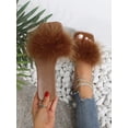 thumbnail image 4 of Women's Red Party Patchwork Slippers With Solid Color And Fluffy Decorations, 4 of 4