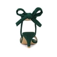 thumbnail image 2 of BLISSFUL STEP Women Open Toe Ankle Bow Tie Mid Heels Sandals Dark Green 7, 2 of 7