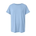 thumbnail image 5 of TTUHYWXI Womens Oversized T Shirts Crewneck Short Sleeve Summer Athletic Tees Shirt Loose Fit Y2K Tops (Light Blue, S), 5 of 7