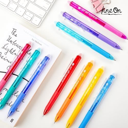 Erasable Gel Pens, 15 Colors Retractable Fine Point Erasable Pens Clicker, Fine Point(0.5mm), Assorted Color Inks, Make Mistakes Disappear for Drawing Writing Planner and Crossword Puzzles