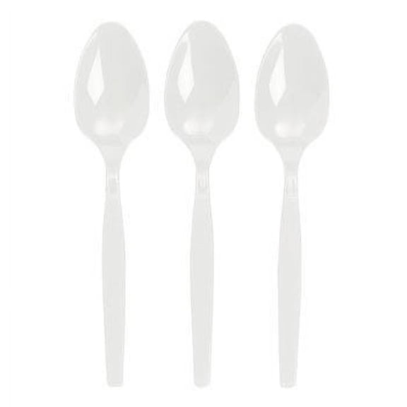 White Plastic Spoons (50Pc) - Party Supplies - 50 Pieces