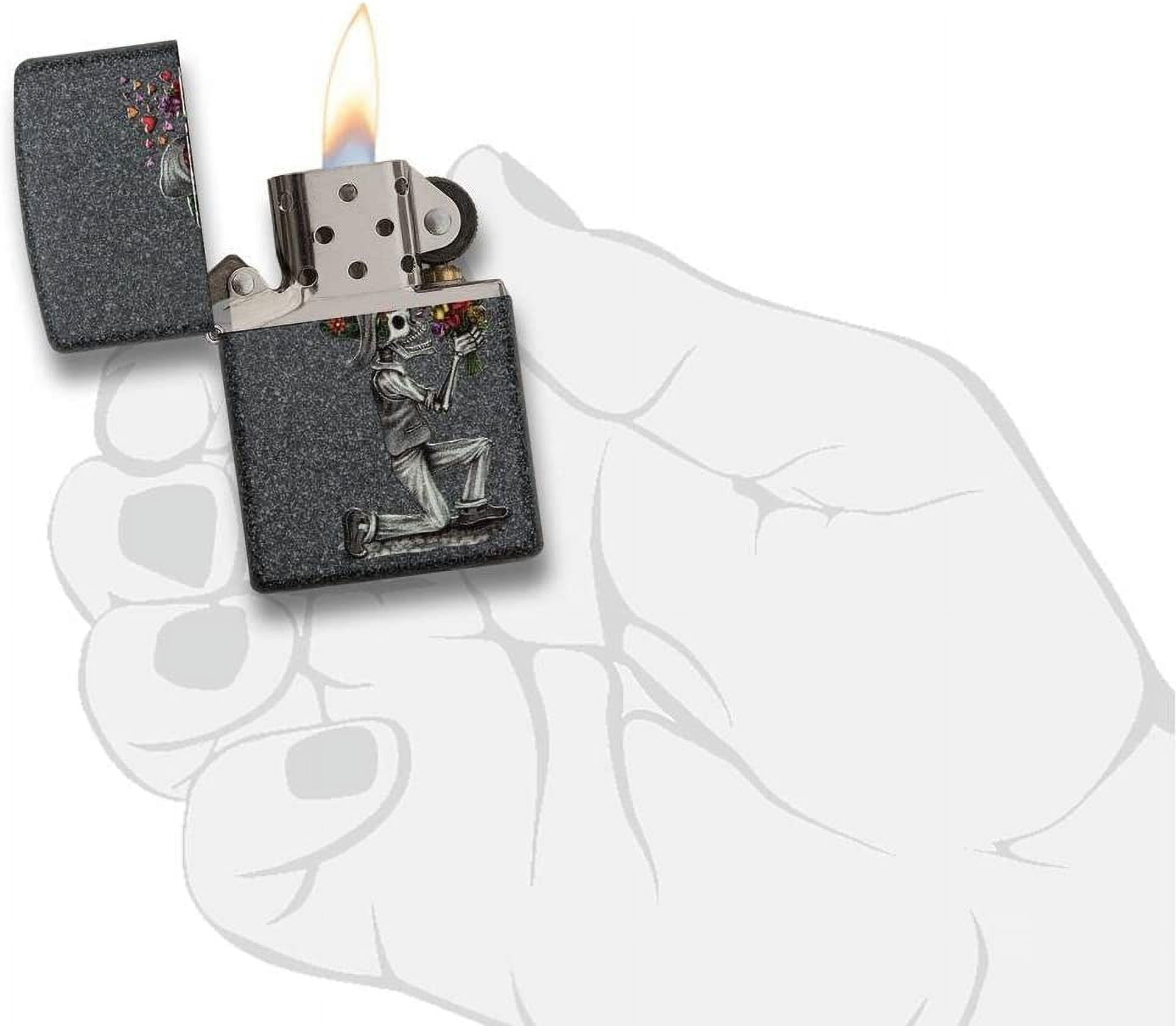Zippo Personalized Message Engraved on Backside Iron Stone Wedding Couple Dead Skulls Set #28987