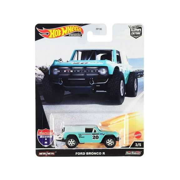 Ford Bronco R #20 Turquoise with White Top American Scene Car Culture Series Diecast Model Car by Hot Wheels