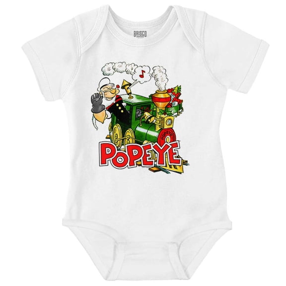 Retro Popeye Steam Train Cartoon Romper Boys or Girls Infant Baby Brisco Brands NB