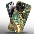 thumbnail image 3 of FKBRCL4U Compatible with iPhone 14 Pro Max Case, Abstract Gold Teal Fluid Art Pattern for Girl Full Body Design Soft Silicone Drop Shock Scratch Protection for iPhone 14 Pro Max, 3 of 7