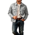thumbnail image 5 of USNSM Men's Trucker Jacket Lapel Collar Button Down Multi Pocket Western Work Outerwear Long Sleeve for Fall Spring Gray M, 5 of 5