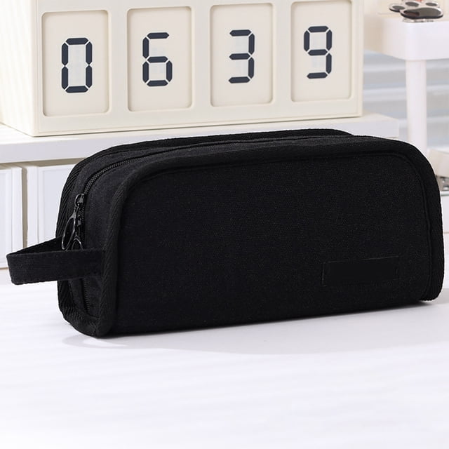 Funda de lápices de lona bolsa organizadora de bolígrafos de gran capacidad con cremallera para estudiantes de oficina escolar y adultos
